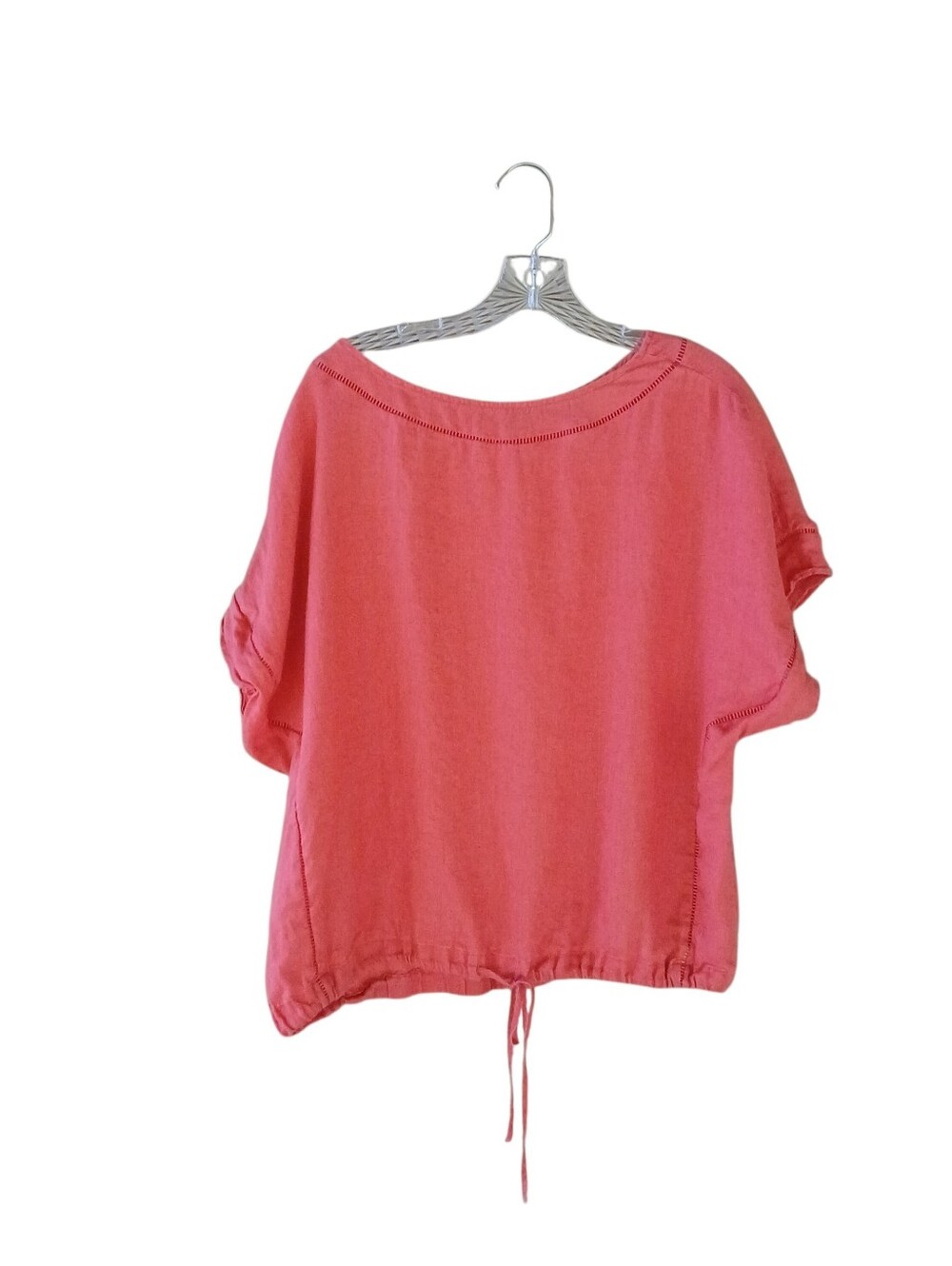 Marc New York Orange Dolman Sleeve Tie Drawstring Hem Linen Tunic Large